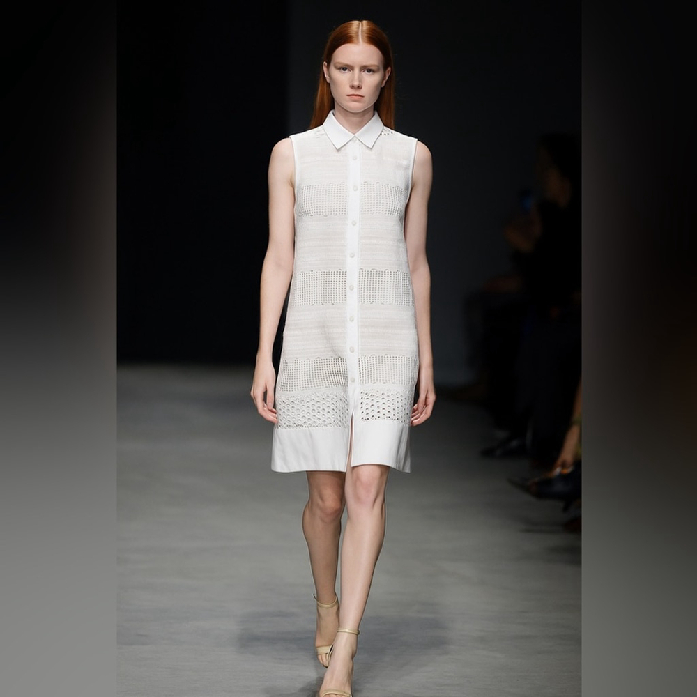 tristan lace shirt White Sleeveless Dress button